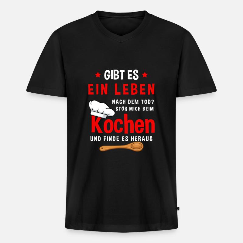 Küchenchef Chefkoch Hobbykoch Koch Kochen - Männer Premium Bio T-Shirt mit V-Ausschnitt - Schwarz