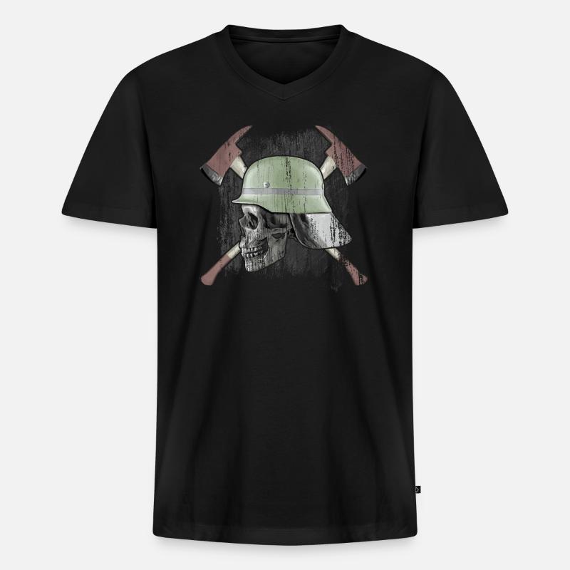Feuerwehr - Männer Premium Bio T-Shirt mit V-Ausschnitt - Schwarz