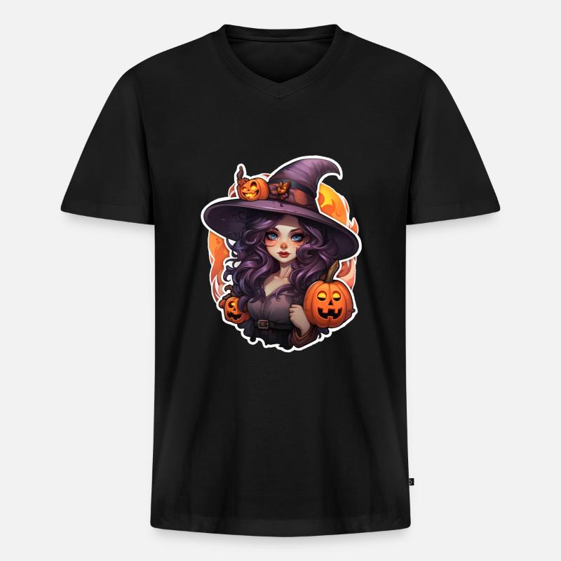 Halloween Hexe 3 - Männer Premium Bio T-Shirt mit V-Ausschnitt - Schwarz