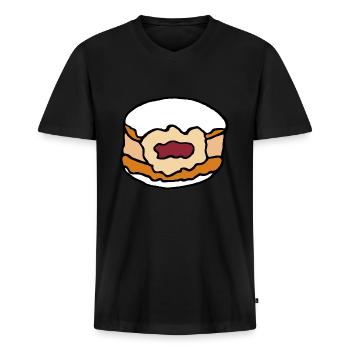 Berliner Krapfen Marmelade Zuckerguss - Männer Premium Bio T-Shirt mit V-Ausschnitt - Schwarz - Vorne - Nico (187cm)