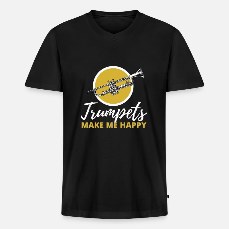 Trompete - Männer Premium Bio T-Shirt mit V-Ausschnitt - Schwarz