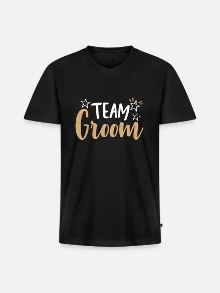 Team Bräutigam - Männer Premium Bio T-Shirt mit V-Ausschnitt - Schwarz