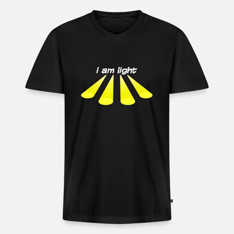 i am light - Männer Premium Bio T-Shirt mit V-Ausschnitt - Schwarz