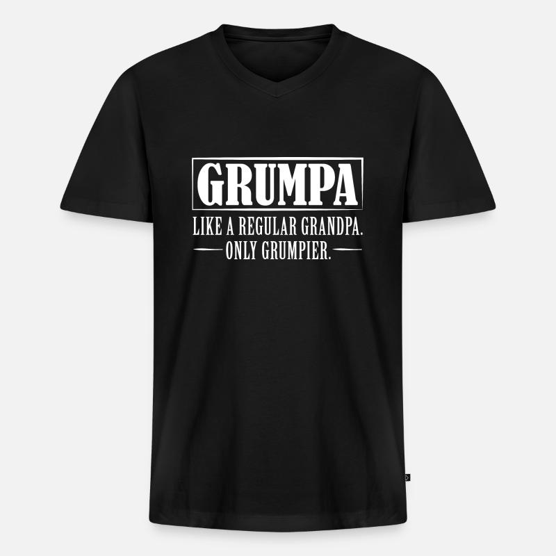 Grumpa - Männer Premium Bio T-Shirt mit V-Ausschnitt - Schwarz