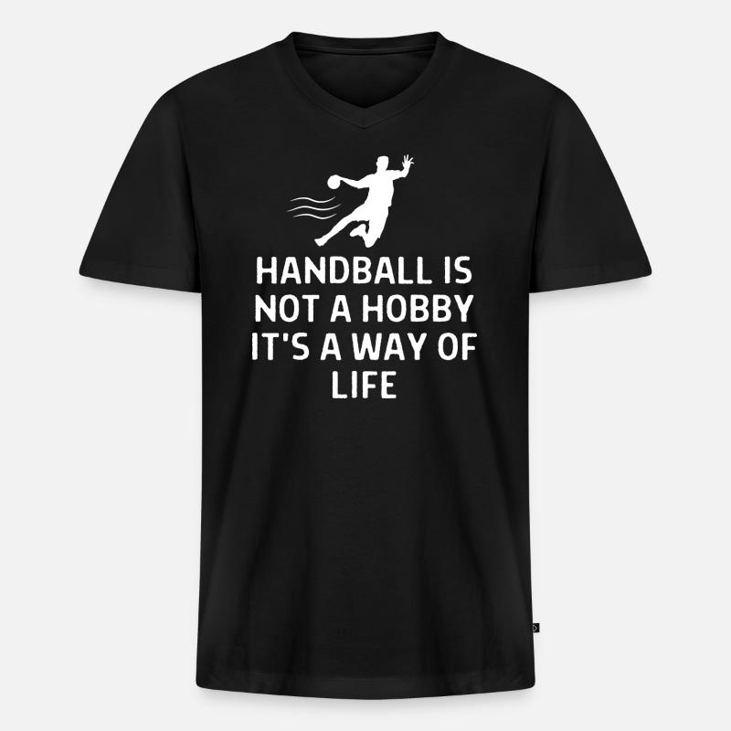 Handball Handballer Spruch Geschenk - Männer Premium Bio T-Shirt mit V-Ausschnitt - Schwarz