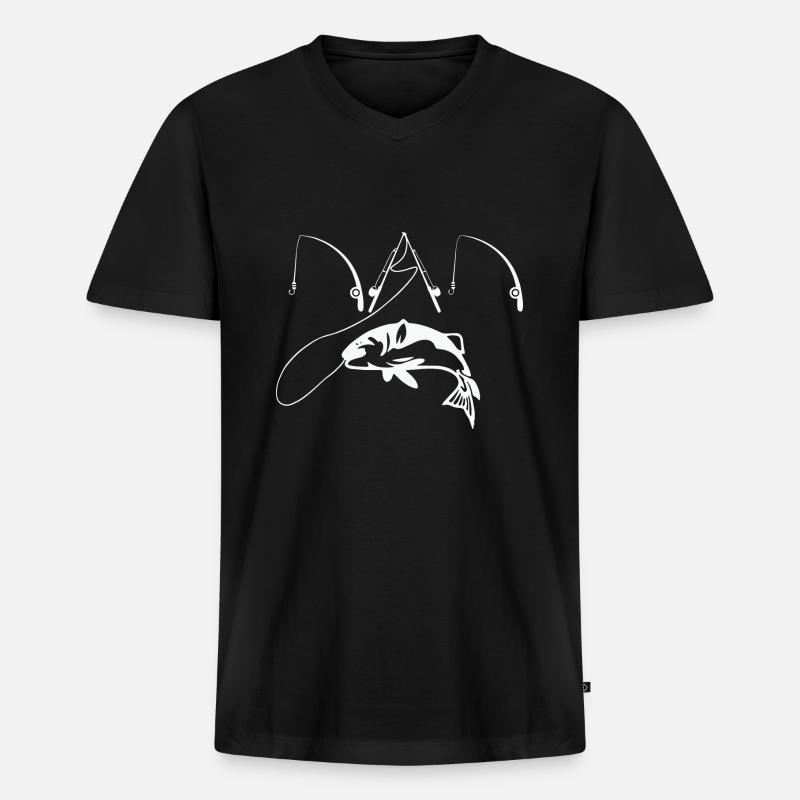 Fishing Dad - Männer Premium Bio T-Shirt mit V-Ausschnitt - Schwarz