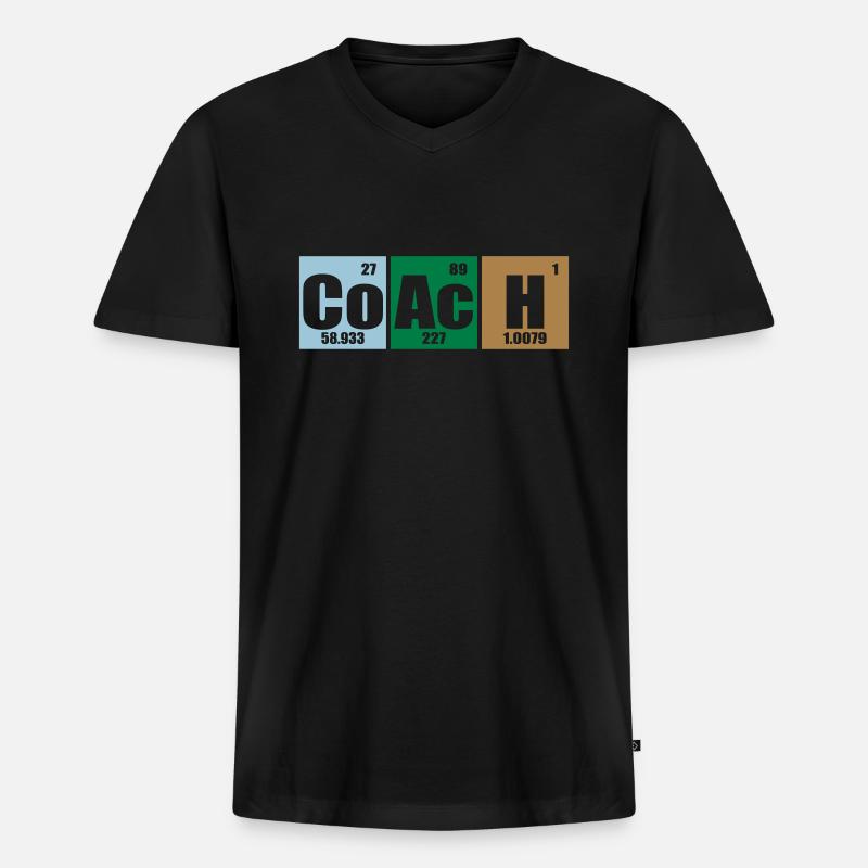 Coach - Männer Premium Bio T-Shirt mit V-Ausschnitt - Schwarz
