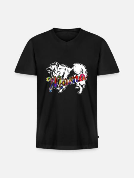Keeshond Keeshond Mama - Men's Premium Organic T-shirt with V-neck - black