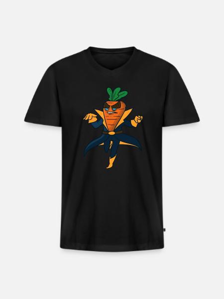 Superhero Carrot Superhero Carrot - Men's Premium Organic T-shirt with V-neck - black