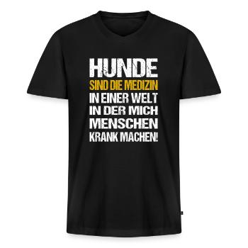 Hundeliebhaber Sprüche Hundehalter Hundezüchter - Männer Premium Bio T-Shirt mit V-Ausschnitt - Schwarz - Vorne - Nico (187cm)