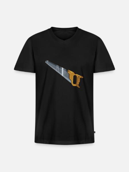 Säge - Männer Premium Bio T-Shirt mit V-Ausschnitt - Schwarz