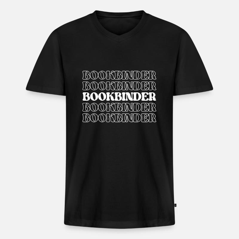 Buchbinder Buchbinder Bucharbeiter Buchflicker Buch - Männer Premium Bio T-Shirt mit V-Ausschnitt - Schwarz