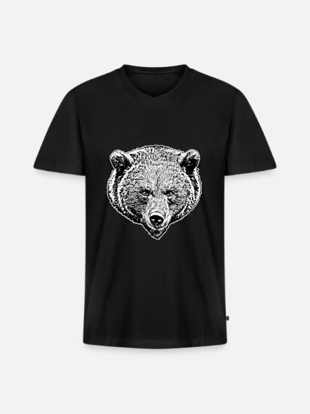 Grizzly black and white - Men's Premium Organic T-shirt with V-neck - black