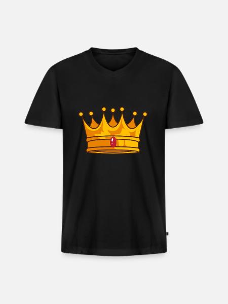 Golden Crown - Men's Premium Organic T-shirt with V-neck - black