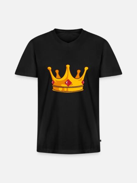 Crown - Men's Premium Organic T-shirt with V-neck - black