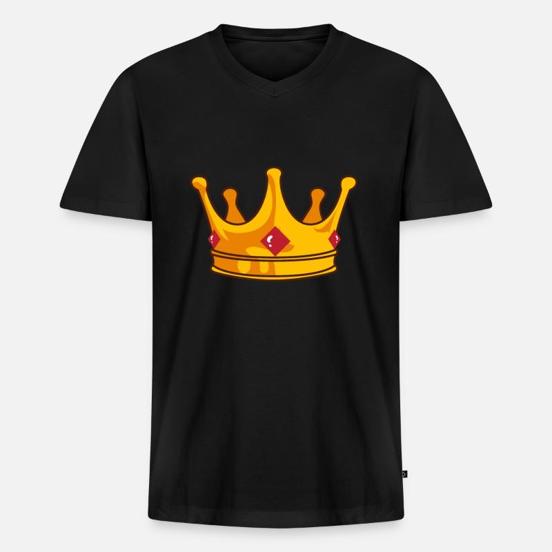 Krone - Männer Premium Bio T-Shirt mit V-Ausschnitt - Schwarz