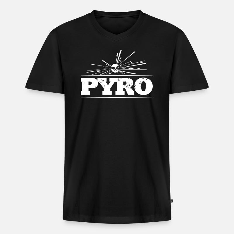 Pyro Explosive Feuerwerk - Männer Premium Bio T-Shirt mit V-Ausschnitt - Schwarz