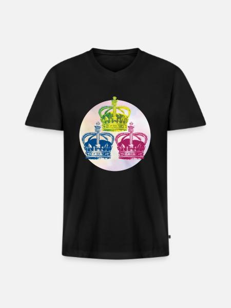 Gekrönt - Männer Premium Bio T-Shirt mit V-Ausschnitt - Schwarz