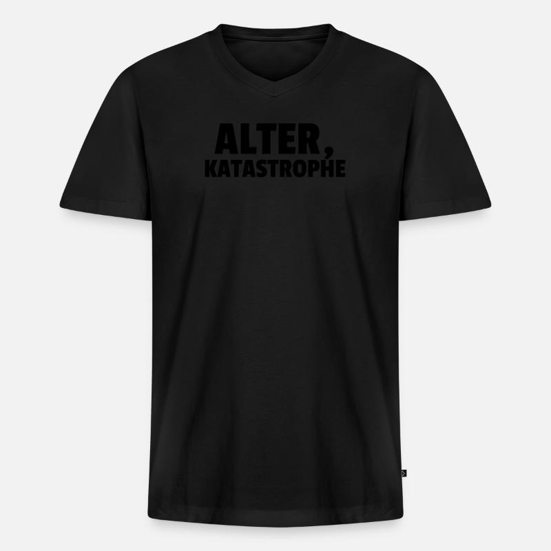 Alter Katastrophe - Männer Premium Bio T-Shirt mit V-Ausschnitt - Schwarz