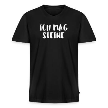 Ich Mag Steine - Männer Premium Bio T-Shirt mit V-Ausschnitt - Schwarz - Vorne - Nico (187cm)