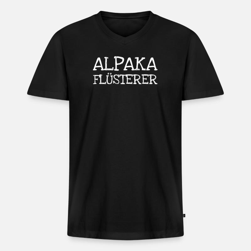 Alpaka Flüsterer - Männer Premium Bio T-Shirt mit V-Ausschnitt - Schwarz