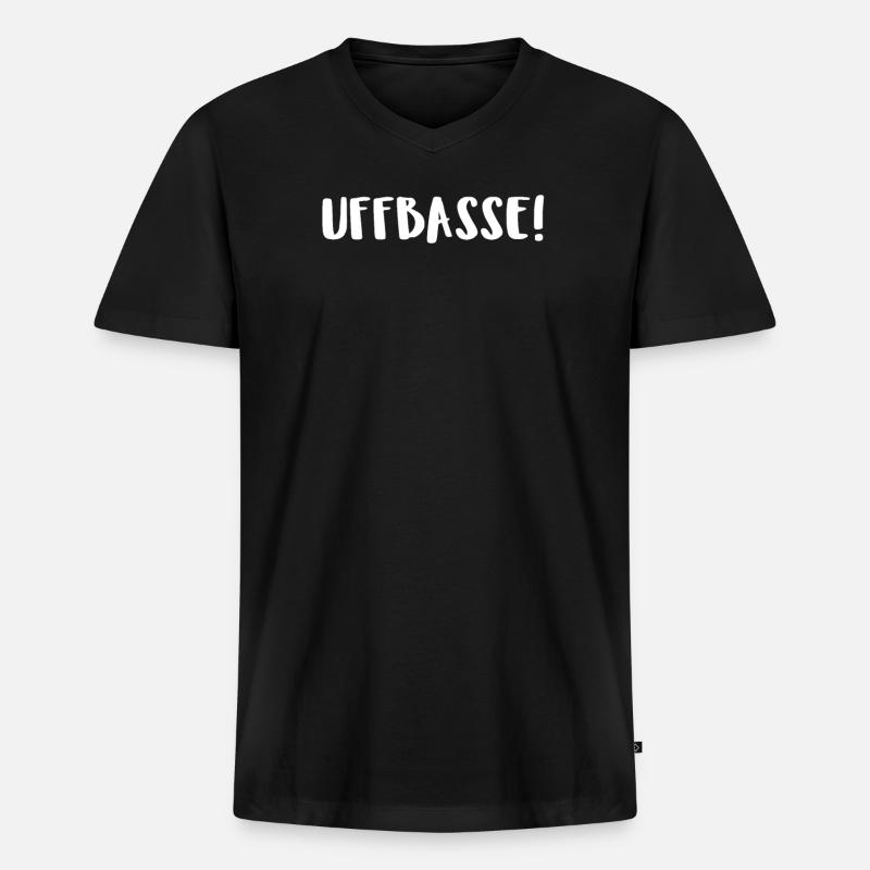 Uffbasse! - Männer Premium Bio T-Shirt mit V-Ausschnitt - Schwarz