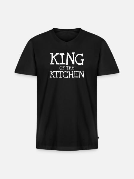 King Of The Kitchen - Männer Premium Bio T-Shirt mit V-Ausschnitt - Schwarz
