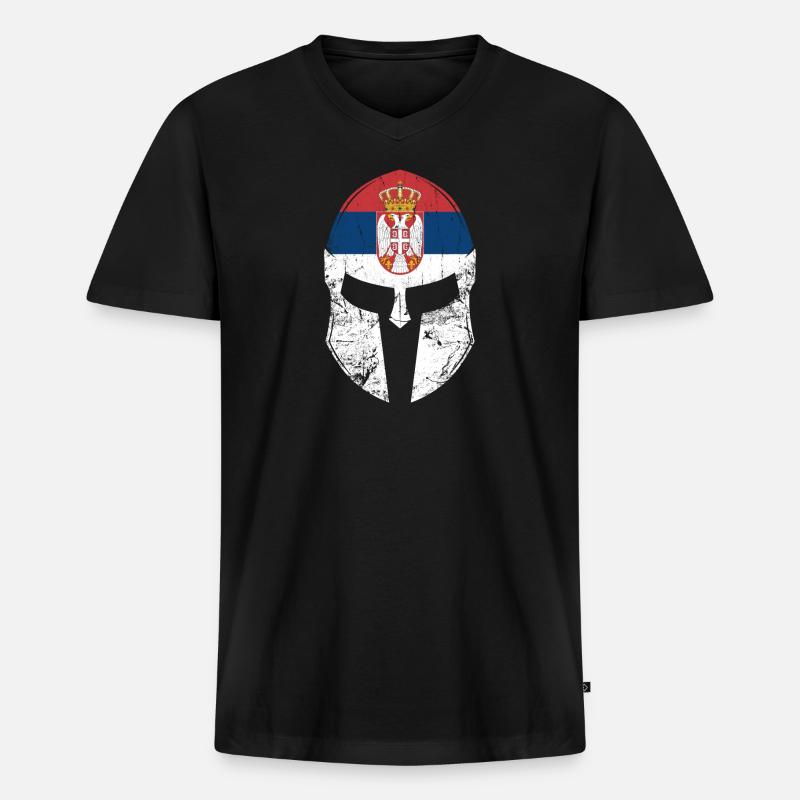 Serbien Serbische Flagge - Männer Premium Bio T-Shirt mit V-Ausschnitt - Schwarz