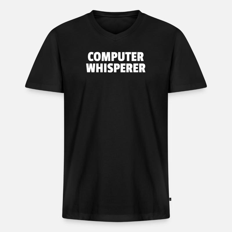 Computer Whisperer - Männer Premium Bio T-Shirt mit V-Ausschnitt - Schwarz