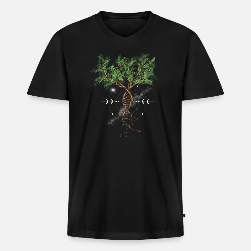 DNA Tree - Männer Premium Bio T-Shirt mit V-Ausschnitt - Schwarz