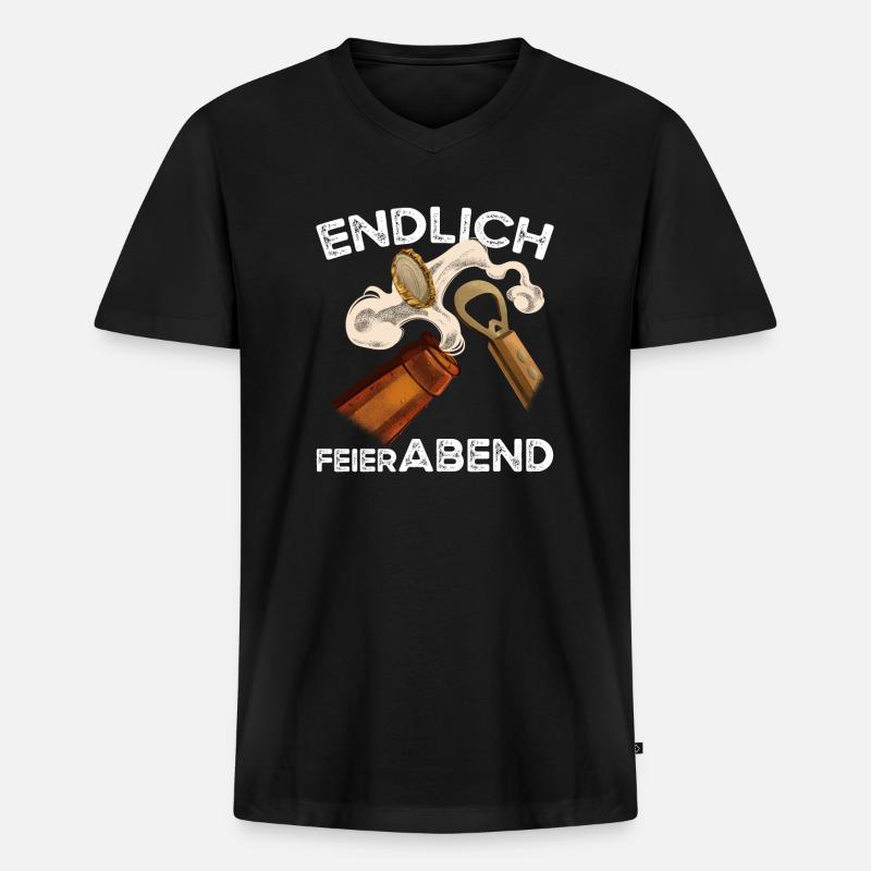 Endlich Feierabend Bier - Männer Premium Bio T-Shirt mit V-Ausschnitt - Schwarz
