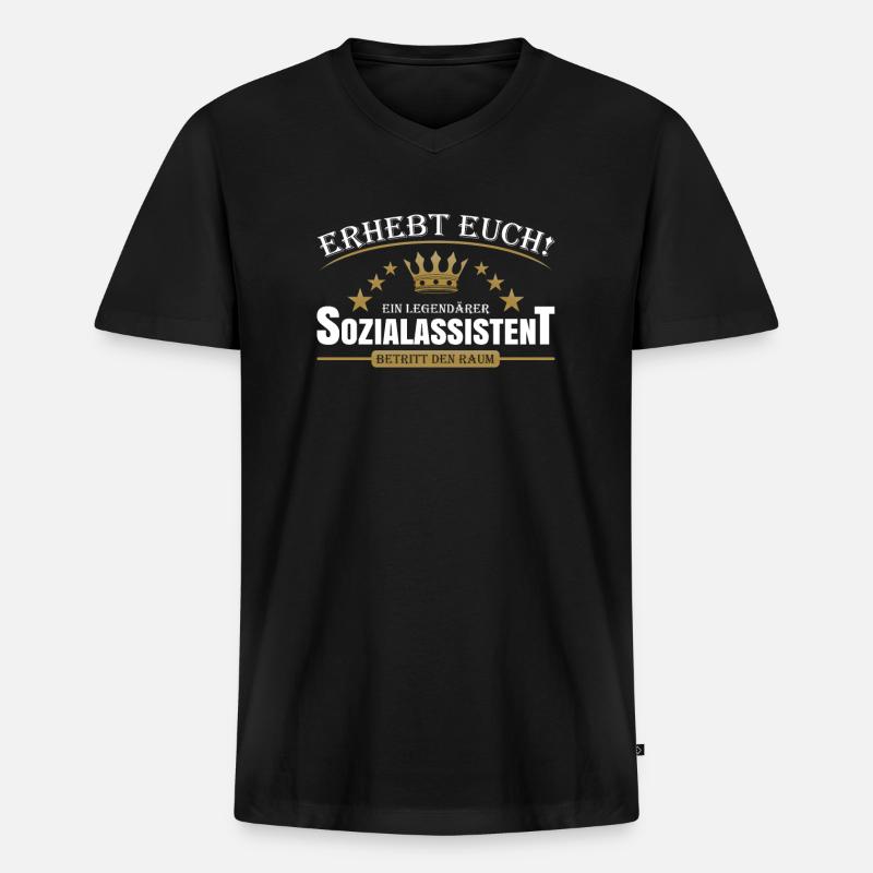 Sozialassistent - Männer Premium Bio T-Shirt mit V-Ausschnitt - Schwarz