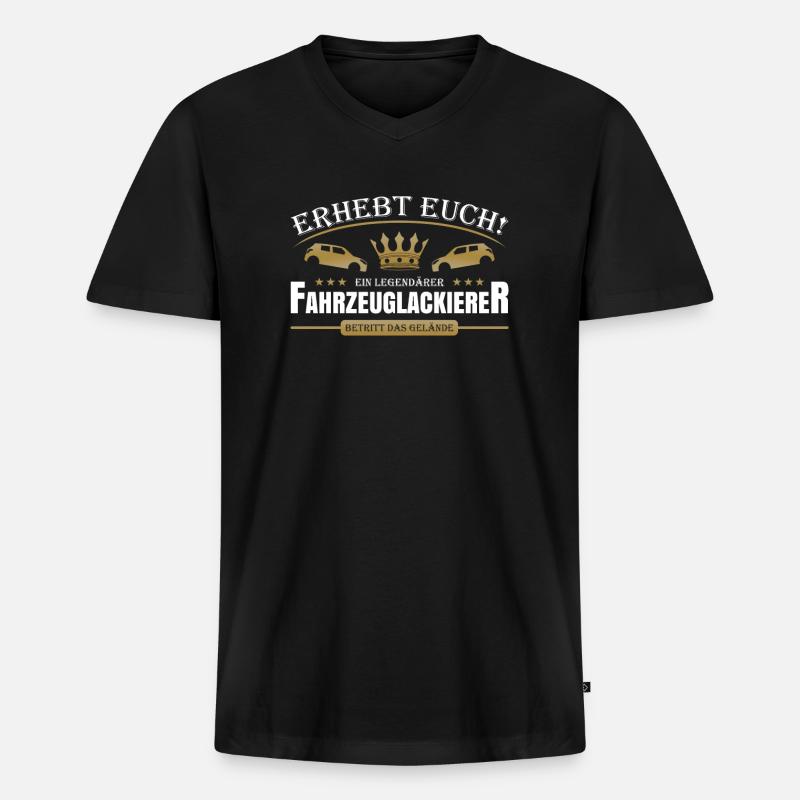 Fahrzeuglackierer - Männer Premium Bio T-Shirt mit V-Ausschnitt - Schwarz