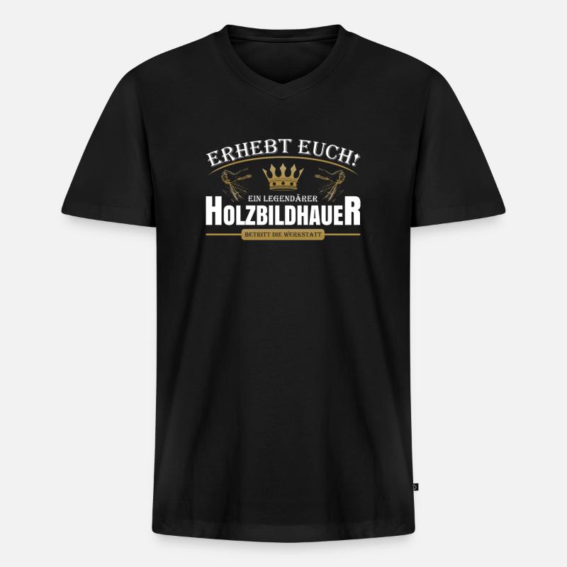 Holzbildhauer - Männer Premium Bio T-Shirt mit V-Ausschnitt - Schwarz