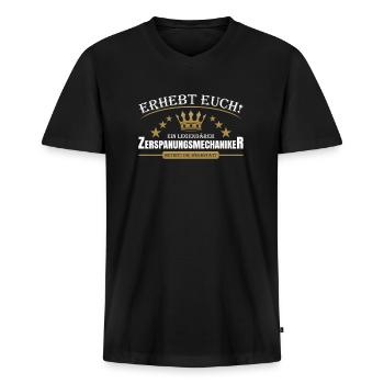 Zerspanungsmechaniker - Männer Premium Bio T-Shirt mit V-Ausschnitt - Schwarz - Vorne - Nico (187cm)