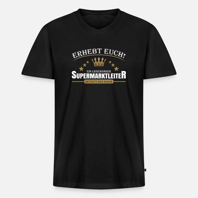 Supermarktleiter - Männer Premium Bio T-Shirt mit V-Ausschnitt - Schwarz