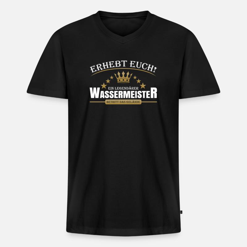 Wassermeister - Männer Premium Bio T-Shirt mit V-Ausschnitt - Schwarz
