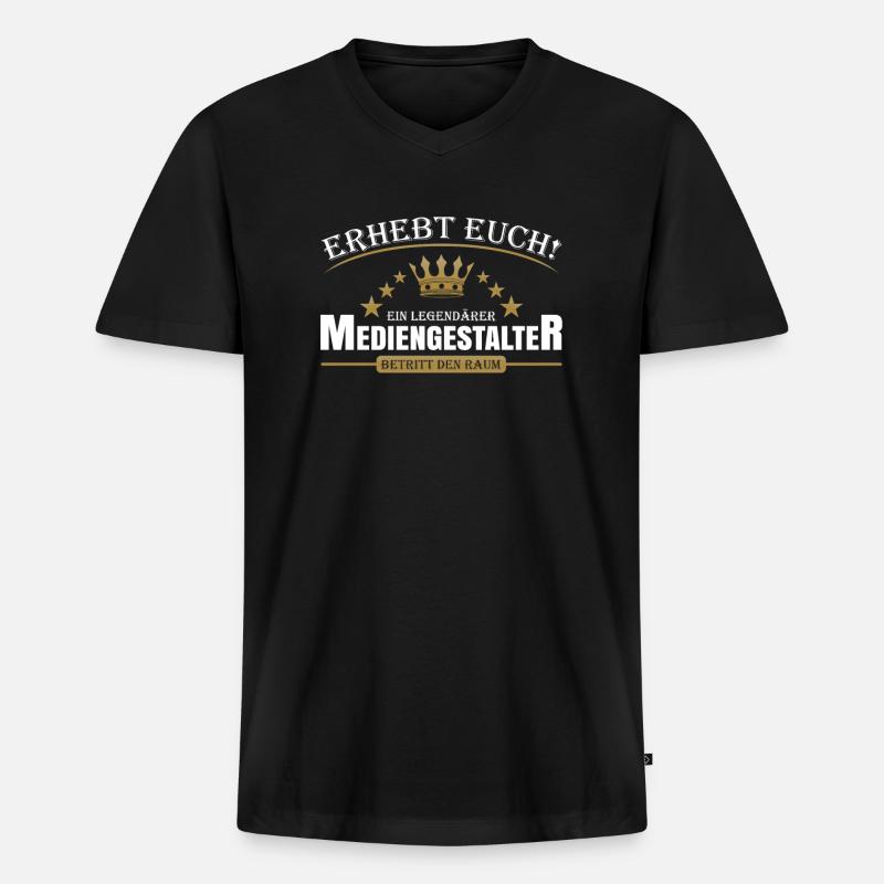 Mediengestalter - Männer Premium Bio T-Shirt mit V-Ausschnitt - Schwarz