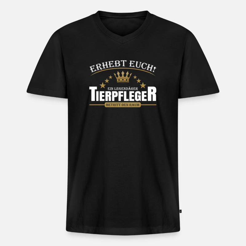 Tierpfleger - Männer Premium Bio T-Shirt mit V-Ausschnitt - Schwarz