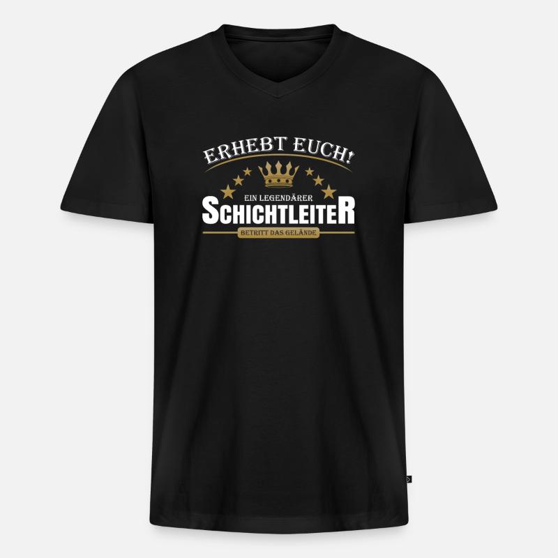 Schichtleiter - Männer Premium Bio T-Shirt mit V-Ausschnitt - Schwarz