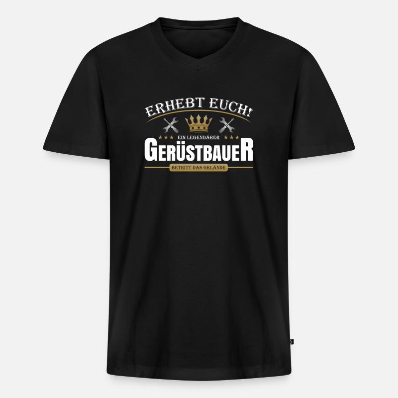 Gerüstbauer - Männer Premium Bio T-Shirt mit V-Ausschnitt - Schwarz