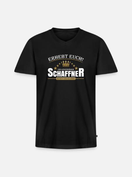 Schaffner - Männer Premium Bio T-Shirt mit V-Ausschnitt - Schwarz