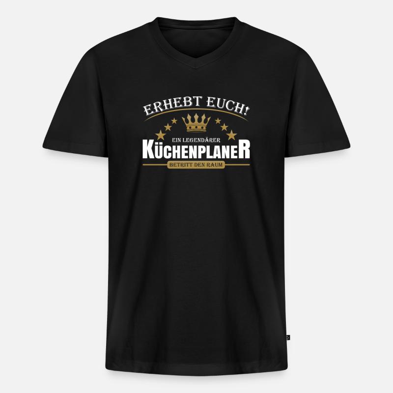 Küchenplaner - Männer Premium Bio T-Shirt mit V-Ausschnitt - Schwarz