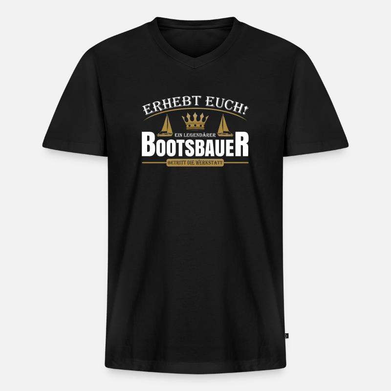 Bootsbauer - Männer Premium Bio T-Shirt mit V-Ausschnitt - Schwarz
