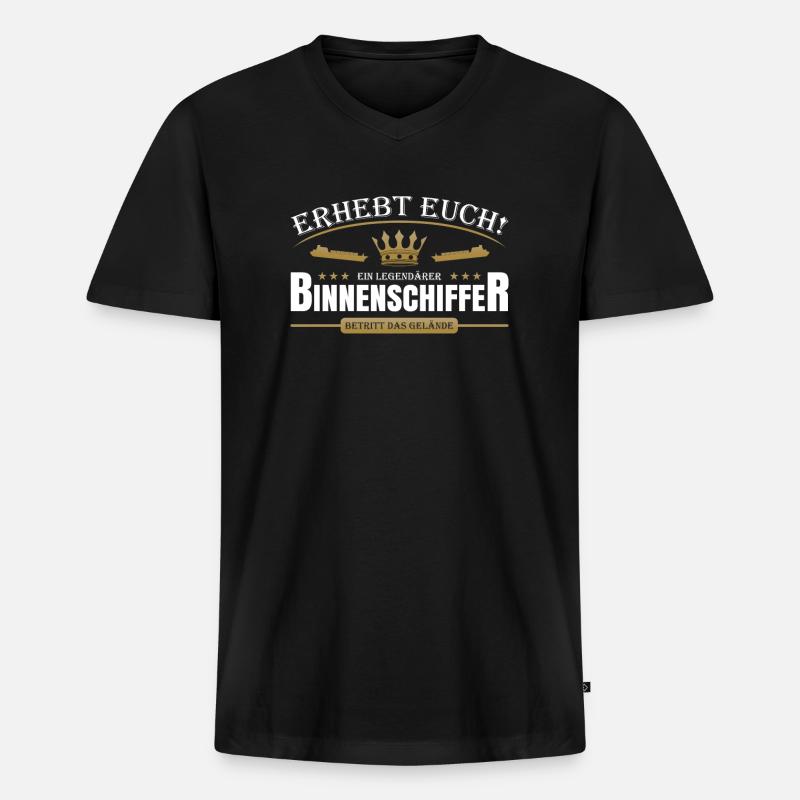 Binnenschiffer - Männer Premium Bio T-Shirt mit V-Ausschnitt - Schwarz