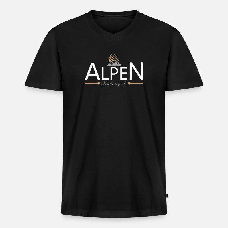 Alpen Klettern - Männer Premium Bio T-Shirt mit V-Ausschnitt - Schwarz