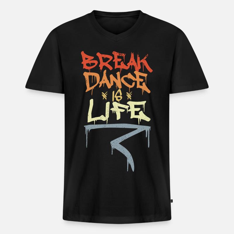 Break Dance Is Life - Männer Premium Bio T-Shirt mit V-Ausschnitt - Schwarz