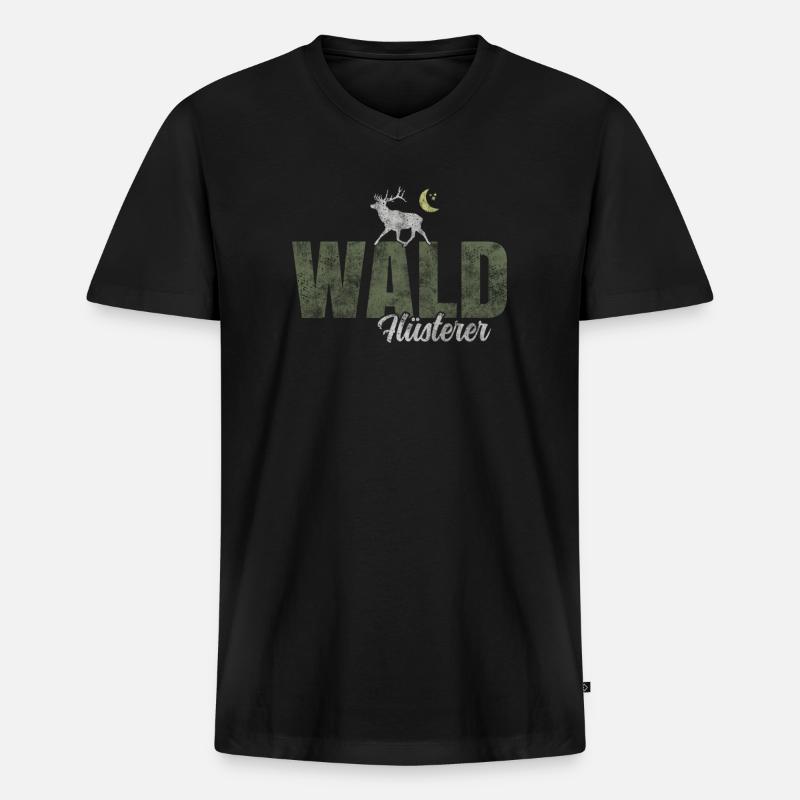 Wald Flüsterer - Männer Premium Bio T-Shirt mit V-Ausschnitt - Schwarz