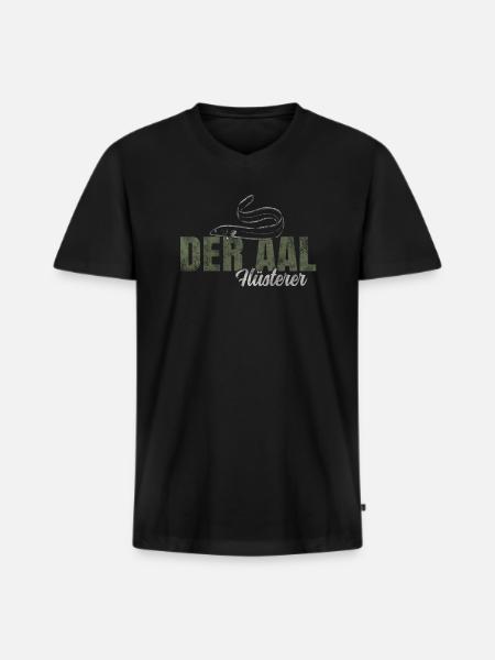 Der Aal Flüsterer - Männer Premium Bio T-Shirt mit V-Ausschnitt - Schwarz