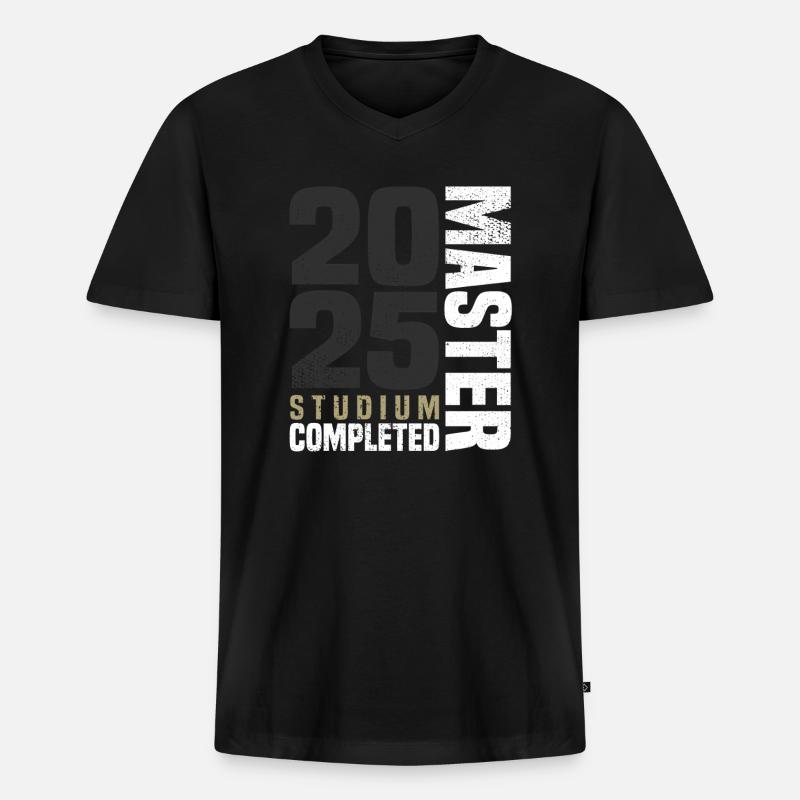 Master Studium 2025 - Männer Premium Bio T-Shirt mit V-Ausschnitt - Schwarz